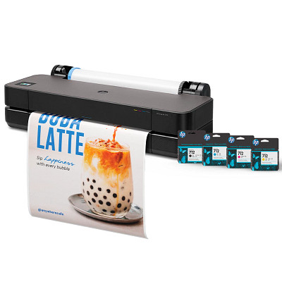 HP DesignJet T210 24” Large Format Poster Printer & Plotter, Up to 1 Year of Ink Included, Easy Click to Print Posters with Professional Quality