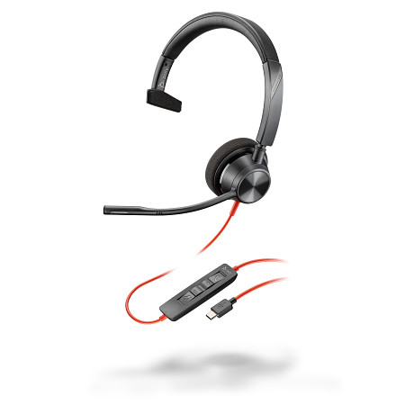 HP 8X215AA Poly Blackwire 3310 monaurális USB-C headset + USB-C–USB-A-adapter