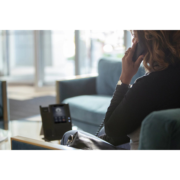 Poly CCX 400 Open SIP Woman on Phone Lifestyle Image
