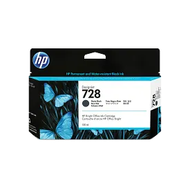 HP 728 130-ml Matte Black DesignJet Ink Cartridge, 3WX25A