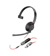 HP 8X230A6 Poly Blackwire 5210 monaurális USB-C headset + 3,5 mm-es csatlakozó + USB-C–USB-A-adapter (csomagban)