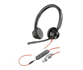 Poly Blackwire 3325 Stereo Microsoft Teams Certified USB-C Headset +3.5mm Plug +USB-C/A Adapter
