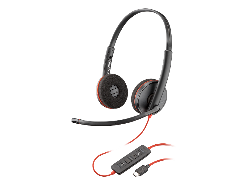 Poly Blackwire C3220 - Black, Stereo, Corded, USB-C - Left Facing