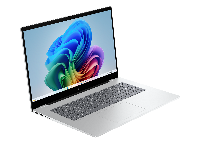 25C1 OmniBook 7 17 Glacier Silver T IR Cam nonFPR Win 11 Productivity Core Set FrontRight TransparentBG מחשב נייד OmniBook 7 Next Gen AI 17-dc0000nj מבית HP