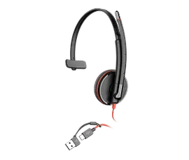 Poly Blackwire 3215 Monaural USB-C Headset +3.5mm Plug +USB-C/A Adapter