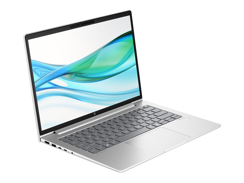 HP ProBook 445 G11 14 NaturalSilver WWAN T IRcam FPR CoreSet AHS WhiteBG FrontRightOpen