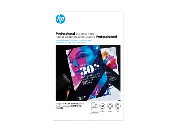 HP Professional Business Paper, Glossy, 48 lb, 11 x 17 in. (279 x 432 mm), 150 sheets CG932A