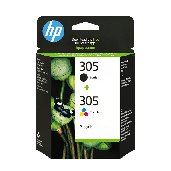 HP 305 Tri-color/Black Ink CartridgeCmbo 2-Pack, 6ZD17-80004, 6ZD17AE