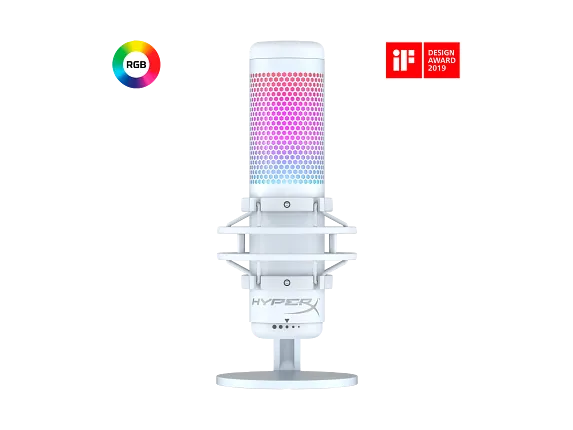 Series 1 of 7 HyperX Microphones, HyperX QuadCast S - USB Microphone - RGB Lighting - White