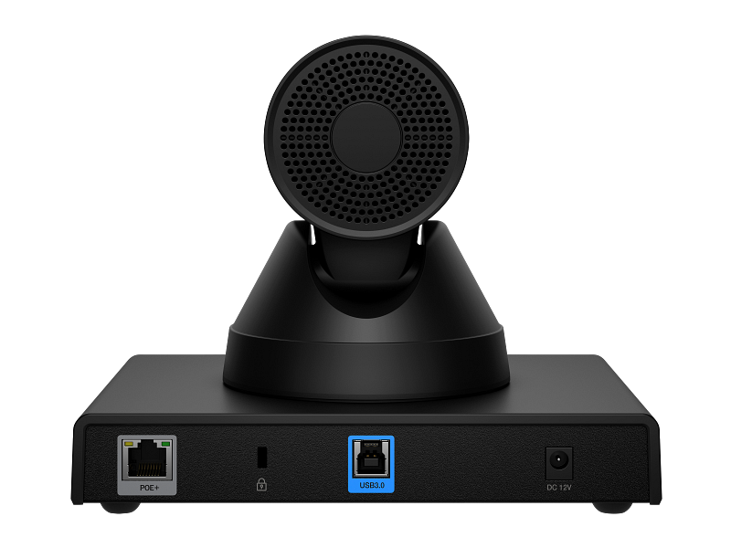Poly-Studio-E60-MechanicalPan-Tilt-Zoom-PTZ-Camera-JetBlack-Coreset-WhiteBG-Rear