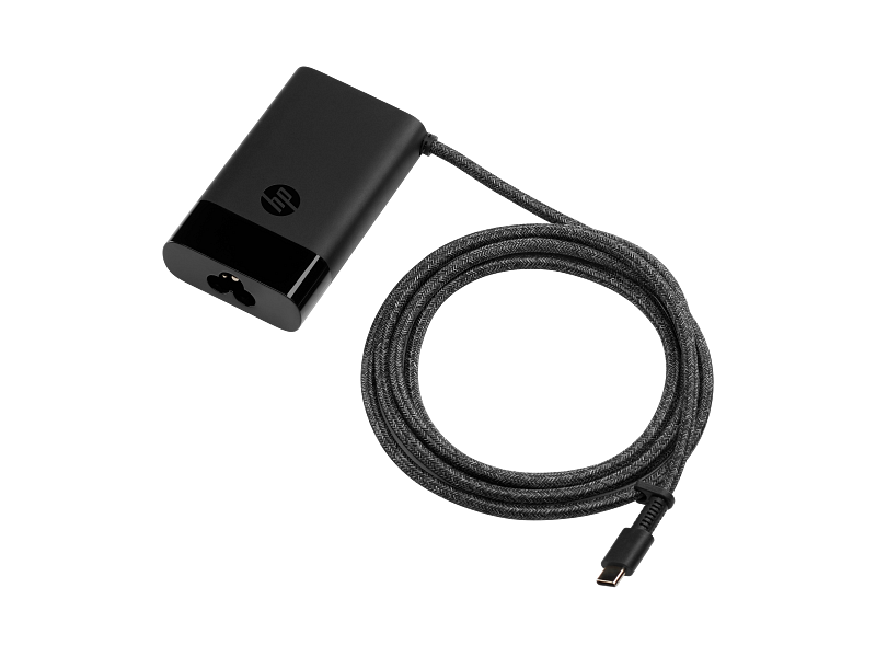 HP 65W USB C Laptop Charger Black Top Down