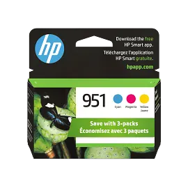 HP 951 3-pack Cyan/Magenta/Yellow Original Ink Cartridges, CR314FN#140
