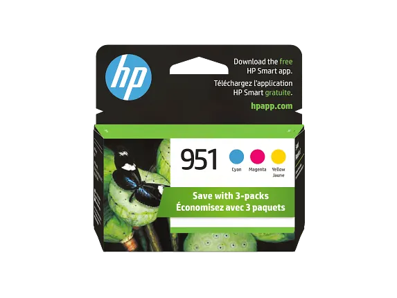 Ink Supplies, HP 951 3-pack Cyan/Magenta/Yellow Original Ink Cartridges, CR314FN#140