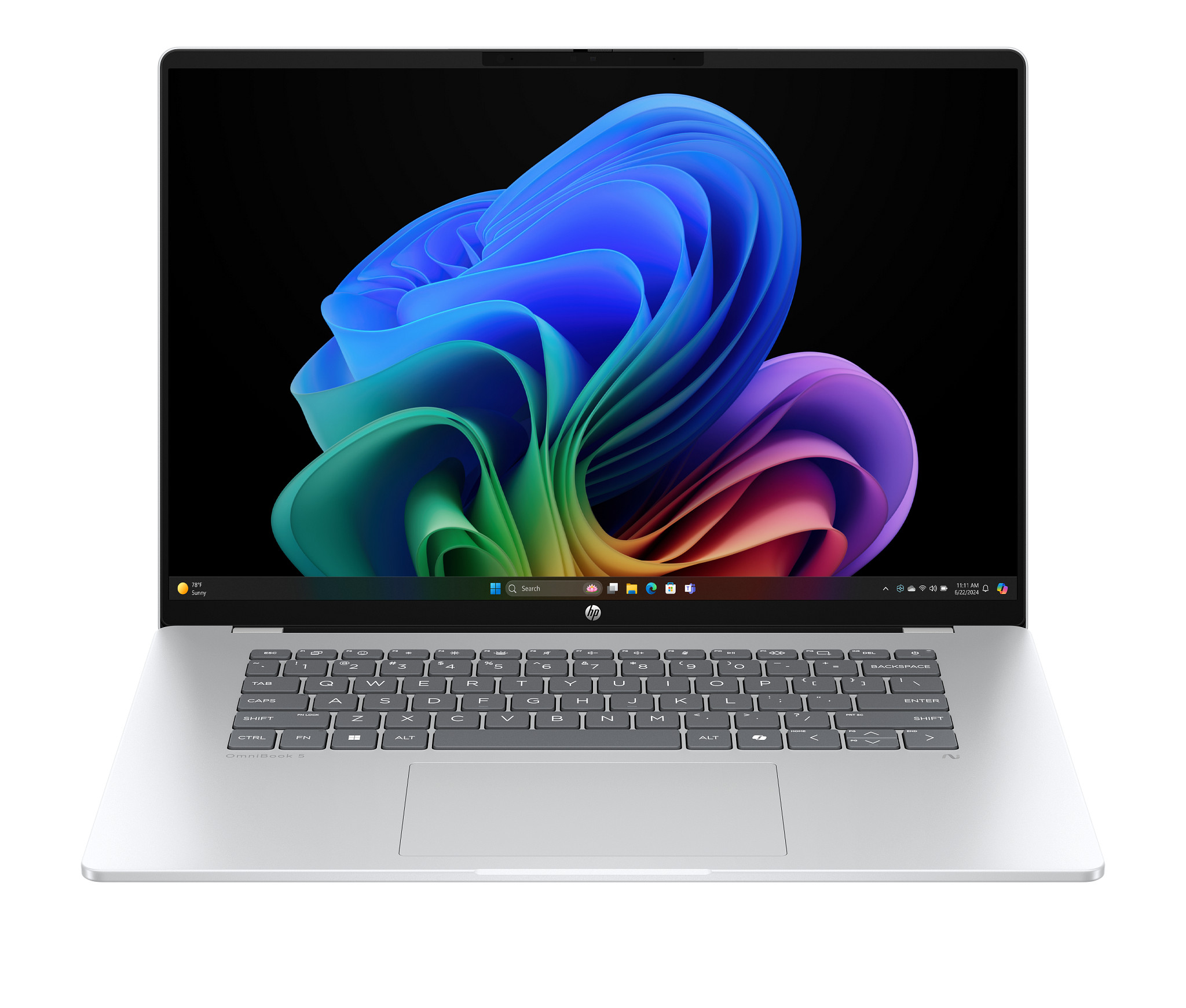 HP OmniBook 5 Laptop Next Gen AI 16-fb0017nr 16", Windows 11 Home, Snapdragon®, 16GB RAM, 256GB SSD, 2K, Glacier silver