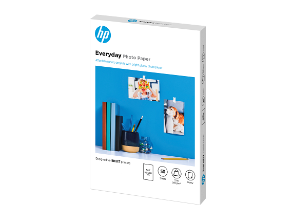 HP Everyday Photo Paper, Glossy, 52 lb, 4 x 6 in. (101 x 152 mm), 50 sheets CR758A - Left