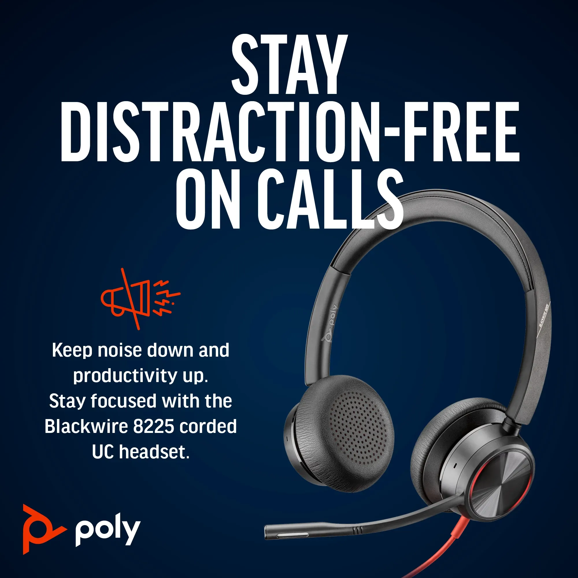 Blackwire 8225-M USB-A Poly Blackwire BW8225 UC Headset | Buy Poly BW8225 214406-01 HP