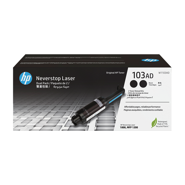 HP 103AD Black Dual Pack Toner Reload Kit W1103AD W1103-00014b RoEM