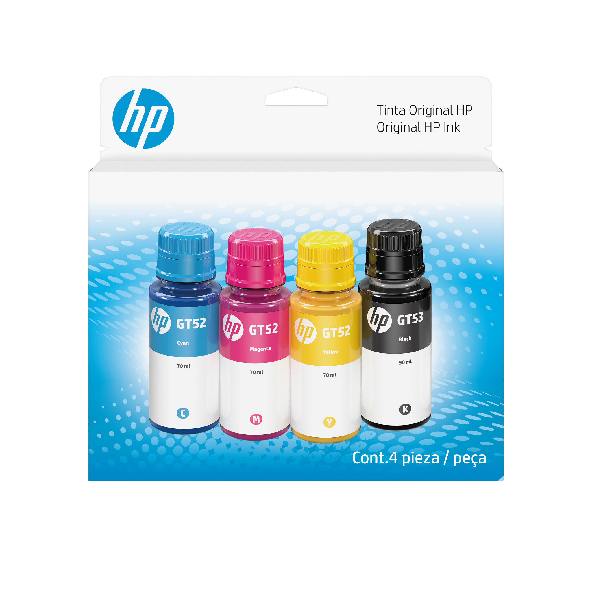 Botellas de tinta HP GT52 y GT53