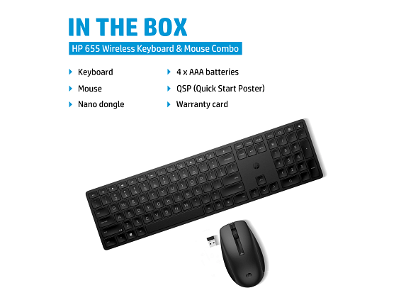HP 655 Kabellose Tastatur und Maus Combo für Unternehmen - Bild 3 von 5