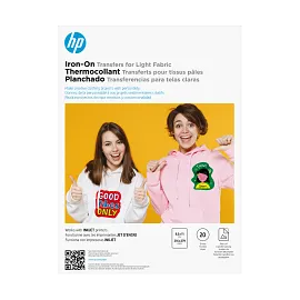 HP Iron-On Transfers for Light Fabric, 8.5 x 11 in, 20 sheets