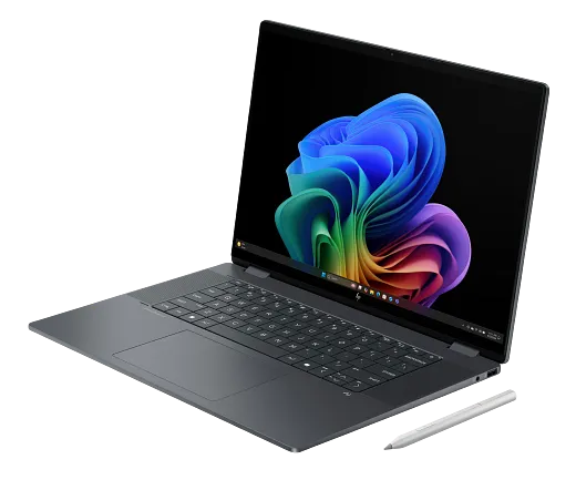 Hp omnibook x flip 16-cb0178ng | 16,0" 3k oled touch 500 nitov | intel core ultra 7 355 | 16gb ram 1tb ssd | windows 11 | prenosnik 2-v-1 2 Hp omnibook x flip 16-cb0178ng prenosnik odprt pogled s strani