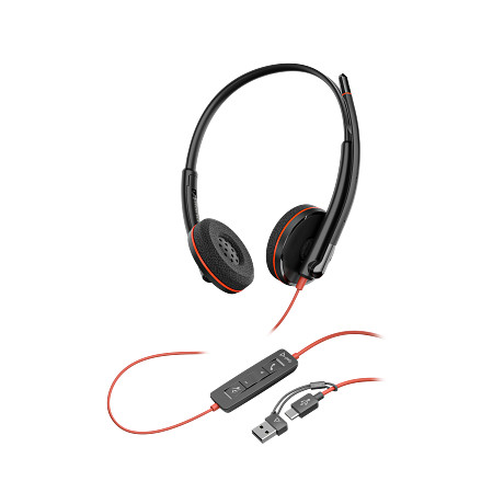 HP 8X228AA Poly Blackwire 3220 sztereó USB-C headset + USB-C–USB-A-adapter