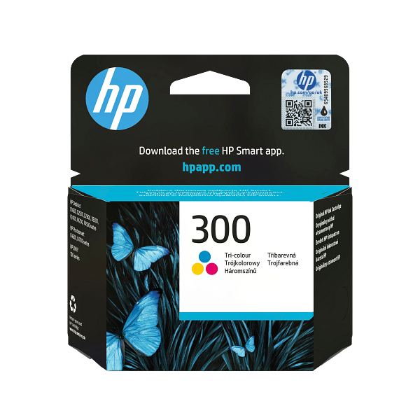 HP 300 Tri-Color Original Ink Cartridge, CC643-80132, CC643EE