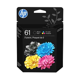 HP 61 2-pack Black/Tri-color Original Ink Cartridges, CR259FN#140