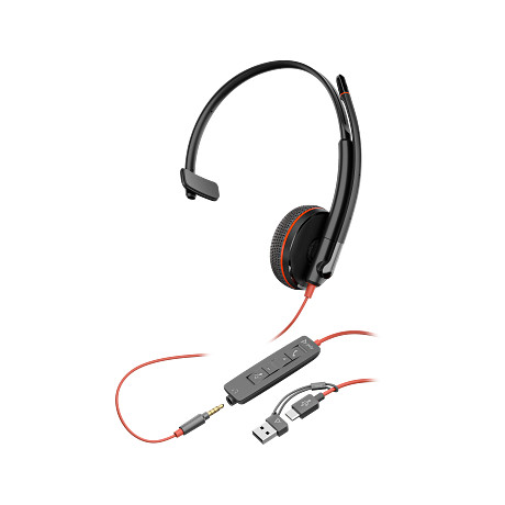 HP 8X227AA Poly Blackwire 3215 monaurális USB-C headset + 3,5 mm-es csatlakozó + USB-C–USB-A-adapter