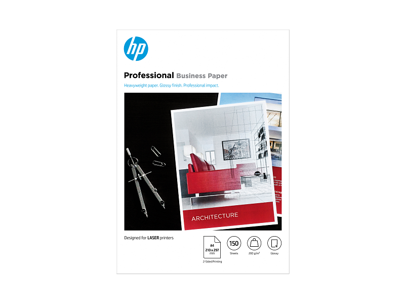 HP Professional Business Paper, Glossy, FSC, A4 size, 150 shts, 2-sided printing, 7MV83A 7MV83-00001