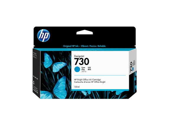 Ink Supplies, HP 730 130-ml Cyan DesignJet Ink Cartridge, P2V62A