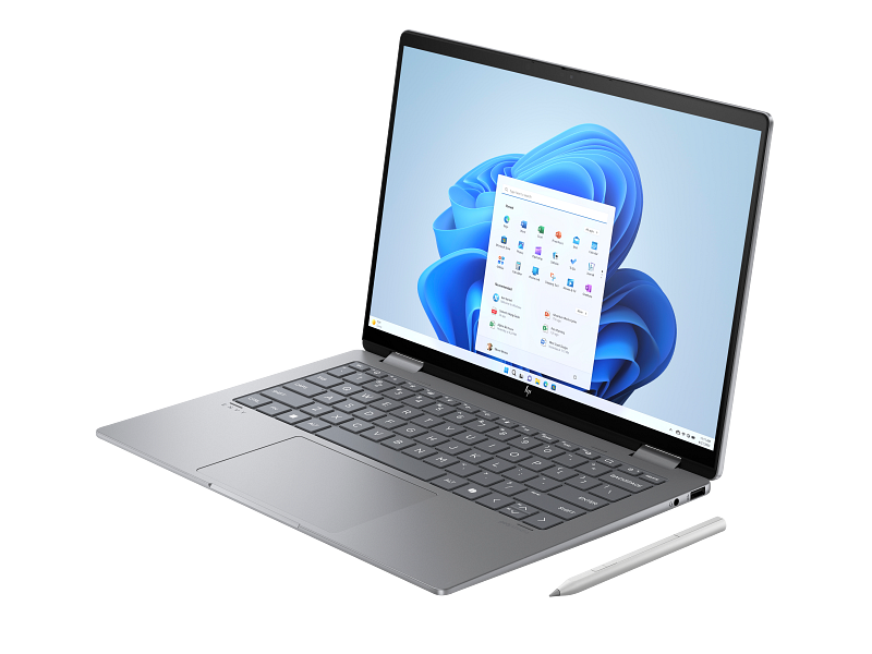 24C1-ENVY- 14 Meteor Silver T IR cam nonFPR Avicii 2H Win11 Core Set FrontLeft WhiteBG