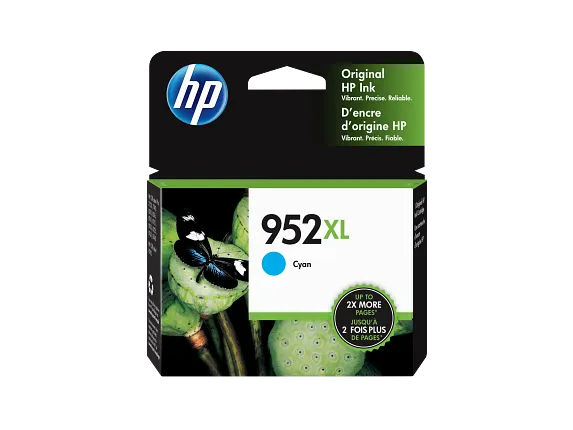 Ink Supplies, HP 952XL High Yield Cyan Original Ink Cartridge, L0S61AN#140