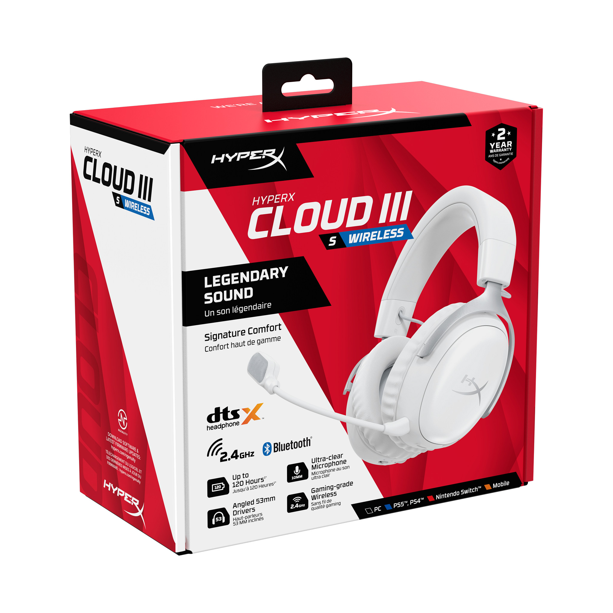 HyperX Cloud III S - Wireless Gaming Headset (White)
