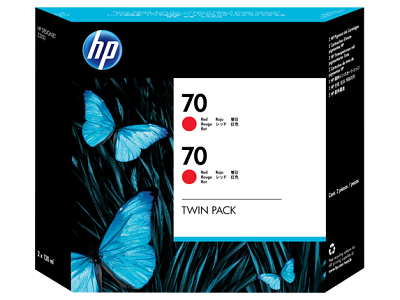 HP 70 2-pack 130-ml Red DesignJet Ink Cartridges