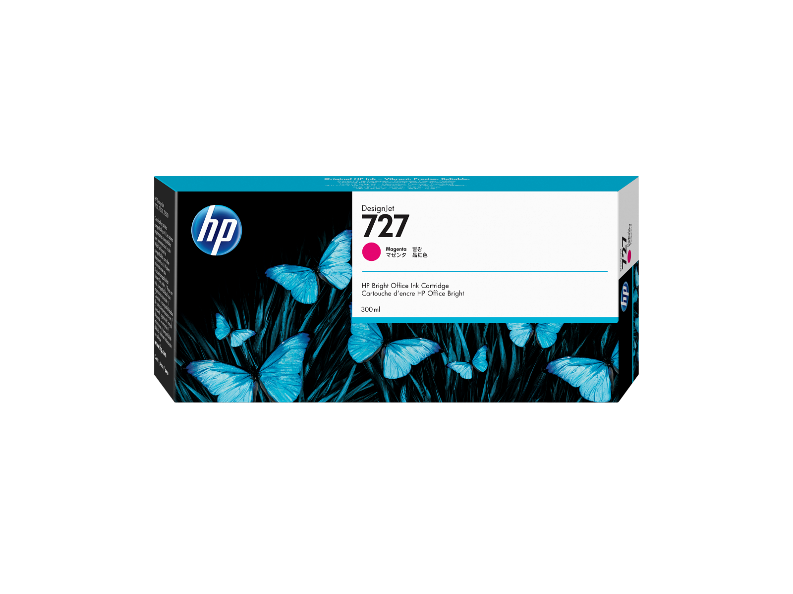 Tinta HP 727 F9J77A Magenta original de 300 ml en su caja