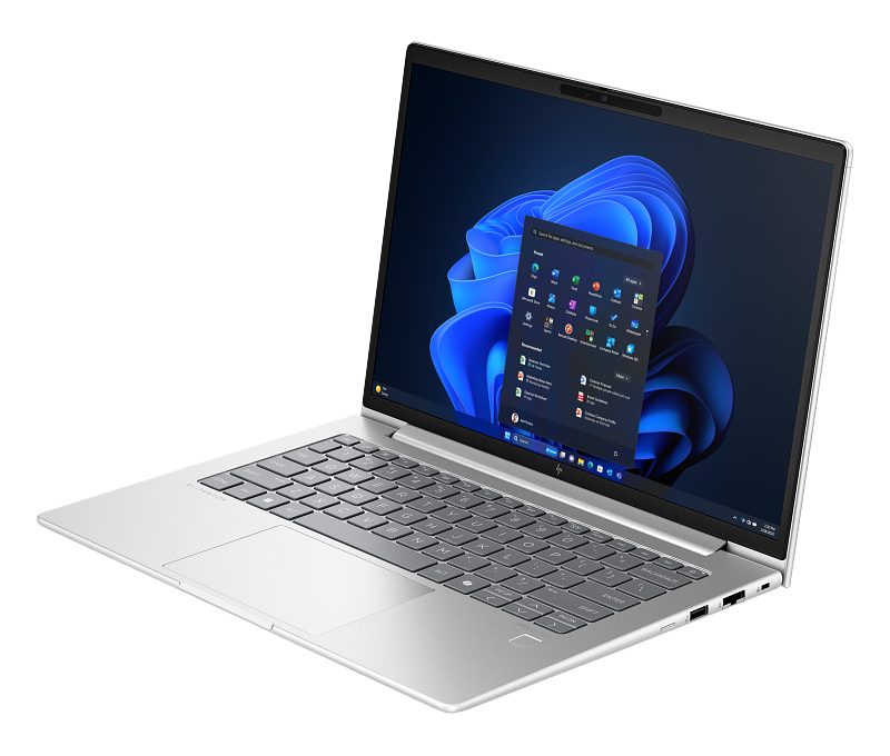 HP Elitebook 640 G11 14 inch NaturalSilver WWAN T IRcam FPR CoreSet Win11 WhiteBG FrontLeftOpen
