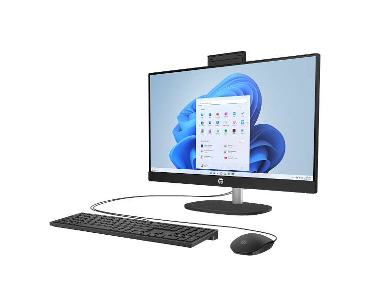 23C1-INTEL OPP HP 24 inch All-in-One Desktop PC JetBlack T NT HAS CheddarGouda CoreSet Win11 FrontLe