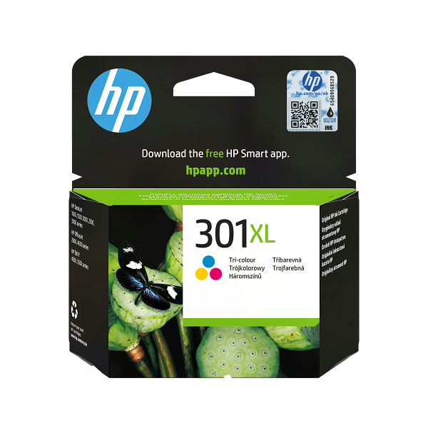 HP 301XL High Yield Tri-Color Original Ink Cartridge, CH564-80121, CH564EE