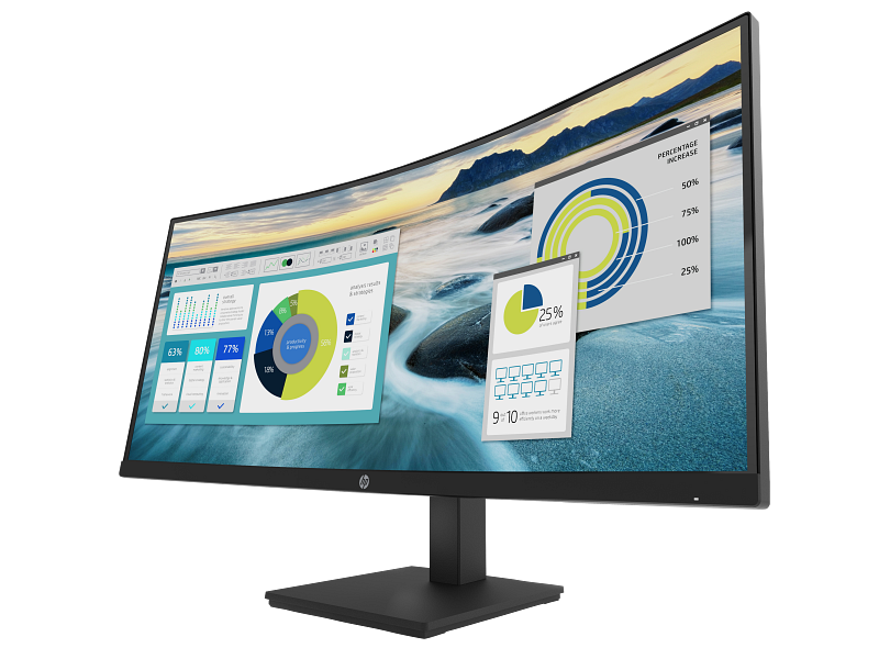 HP P34hc G4 WQHD USB-C Curved Monitor Left Facing