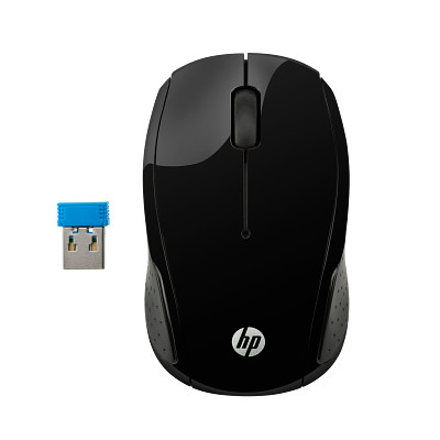 HP 200 Black Wireless Mouse, Top View