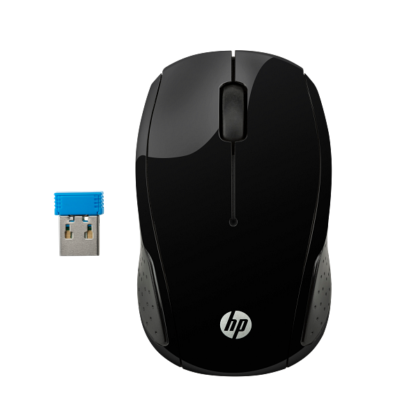 HP 200 Black Wireless Mouse, Top View
