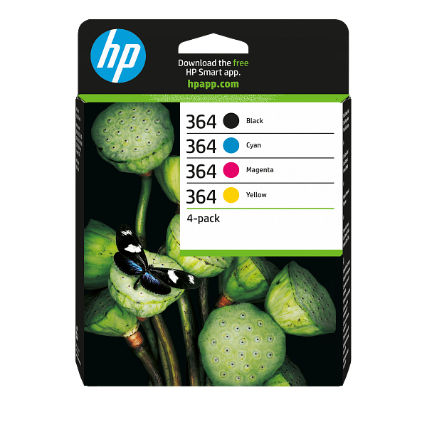 HP 364 C/M/Y/K Original Ink Cartridge 4-Pack, N9J73-80007, N9J73AE