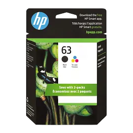HP 63 2-pack Black/Tri-color Original Ink Cartridges, L0R46AN#140