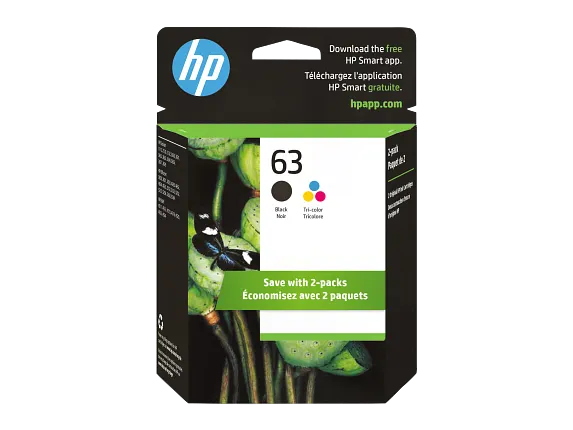 Ink Supplies, HP 63 2-pack Black/Tri-color Original Ink Cartridges, L0R46AN#140