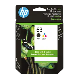 HP 63 2-pack Black/Tri-color Original Ink Cartridges, L0R46AN#140