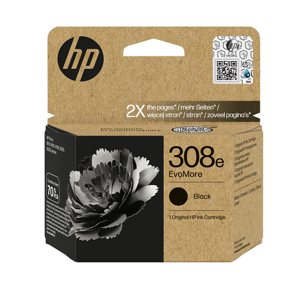 HP 308e EvoMore Black Original Ink Cartridge 7FP22-80015 7FP22UE