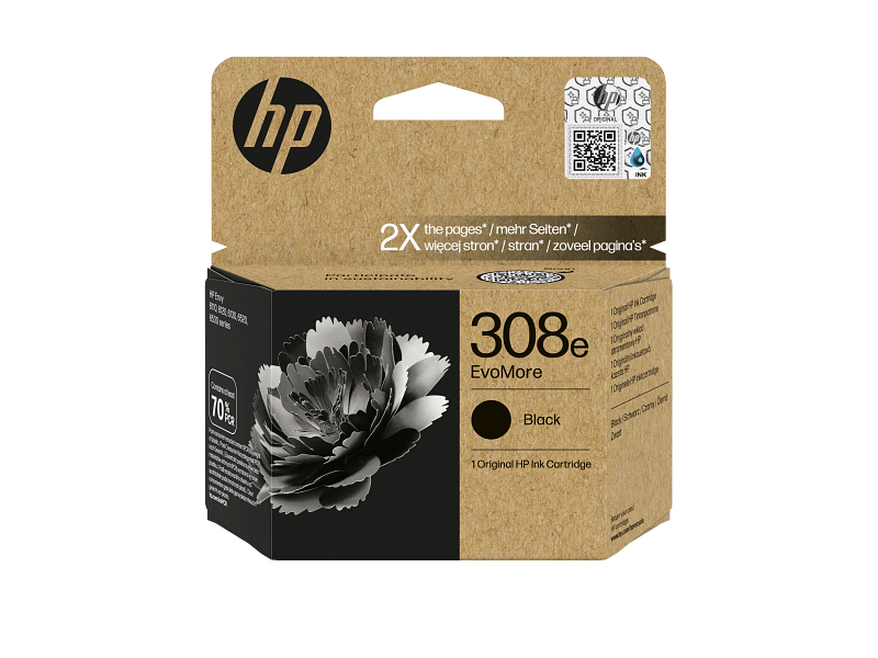 HP 308e EvoMore Black Original Ink Cartridge 7FP22-80015 7FP22UE מחסנית דיו 308e EvoMore שחור מבית HP