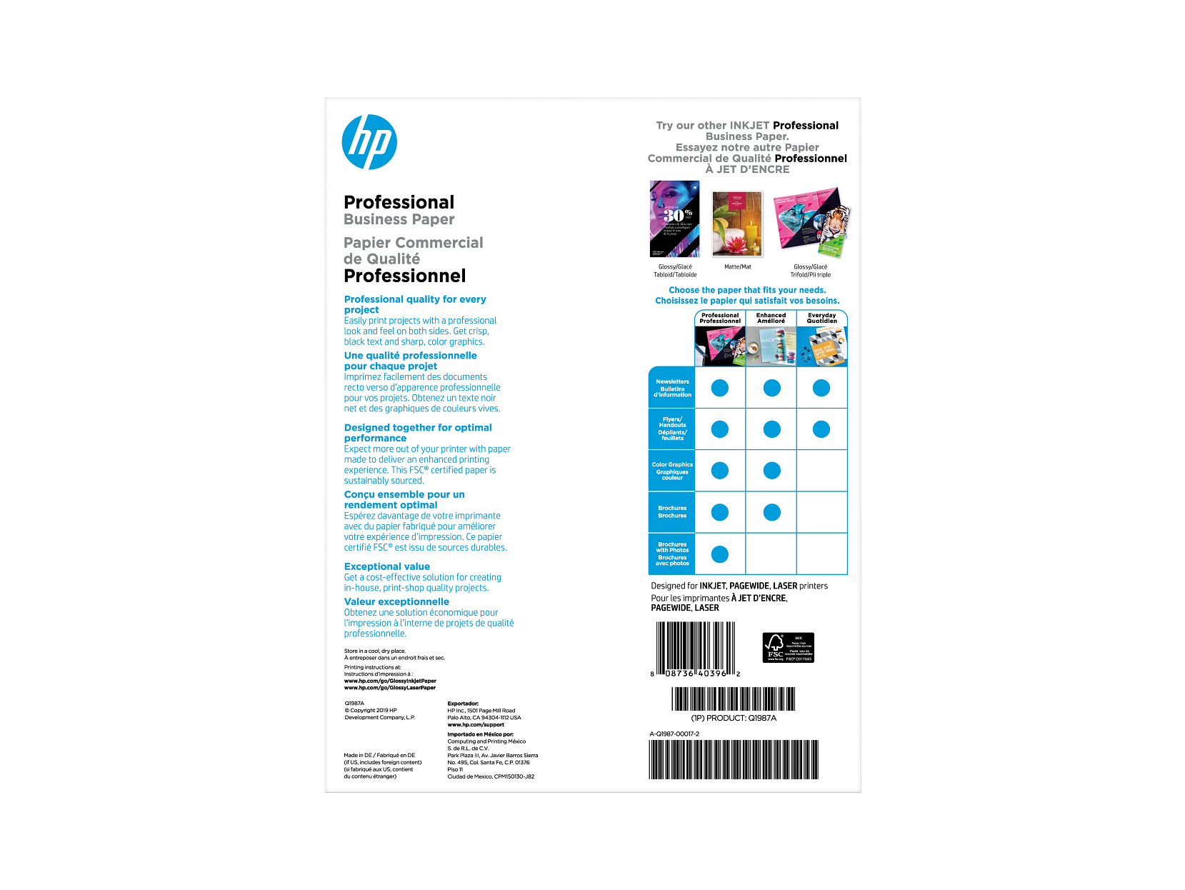 HP Professional Multi-use Glossy FSC Paper 180 gsm-150 sht/Letter/8.5 x 11 in - Afbeelding 3 van 8