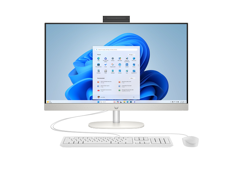 25C1 All-in-One Desktop PC 27 Shell White T NT Fixed Captain Crunch Wired Copilot Core Set Front WhiteBG